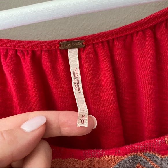 Free People Santa Fe Boho Top Red Sz Medium - Picture 4 of 11